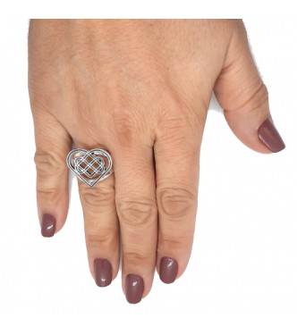 R002218 Sterling Silver Handmade Ring Celtic Heart Solid Hallmarked 925 Adjustable Size